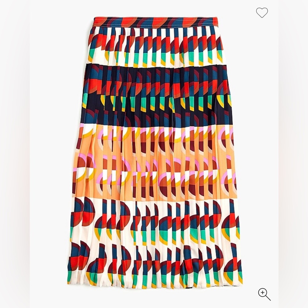 J Crew 365 Pleated Midi Skirt in Art Deco Print Size 0P Petite